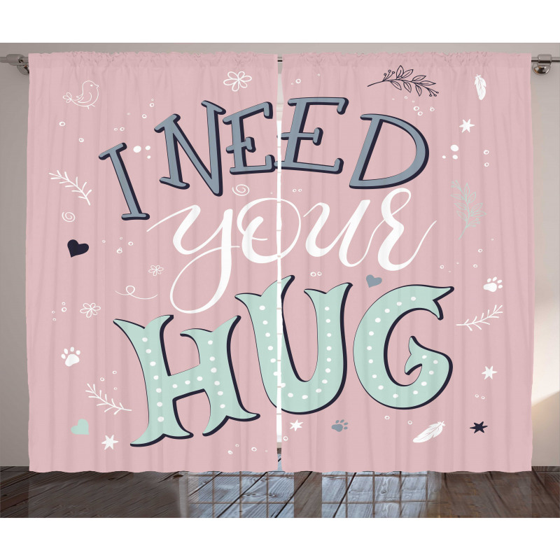 I Need Your Hug in Pastel Tone Curtain