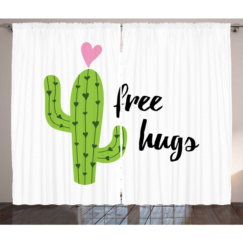 Cactus with Free Hug Words Curtain