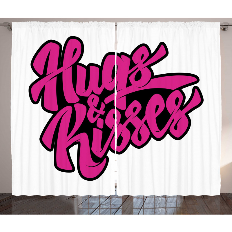 Hugs and Kisses Calligraphy Curtain