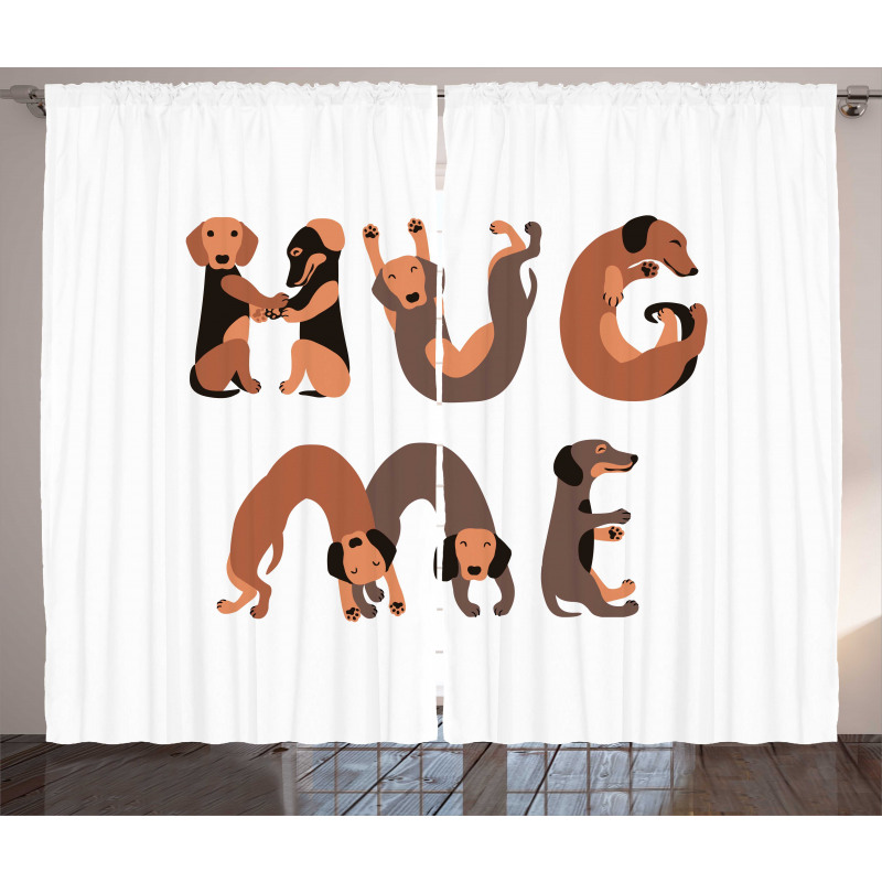 Hug Me Words with Dog Letters Curtain