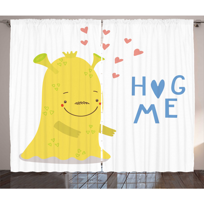 Monster and Hug Me Words Curtain