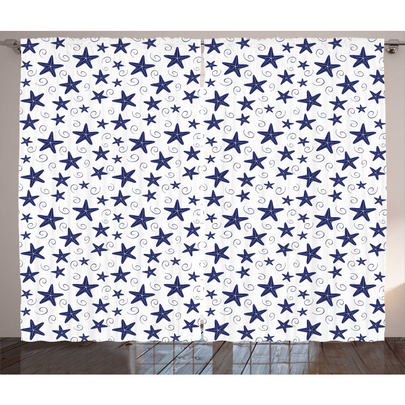 Starfish and Curls Pattern Curtain