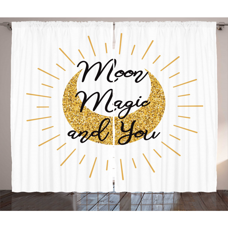 Lover Text Moon Magic and You Curtain