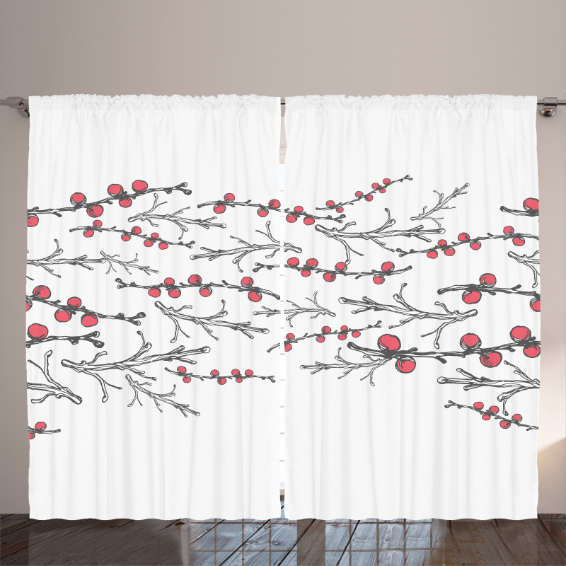 Branches of Winter Berry Curtain