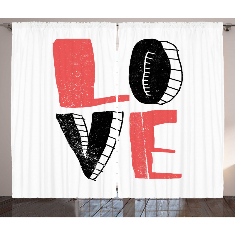 Love Typography Curtain