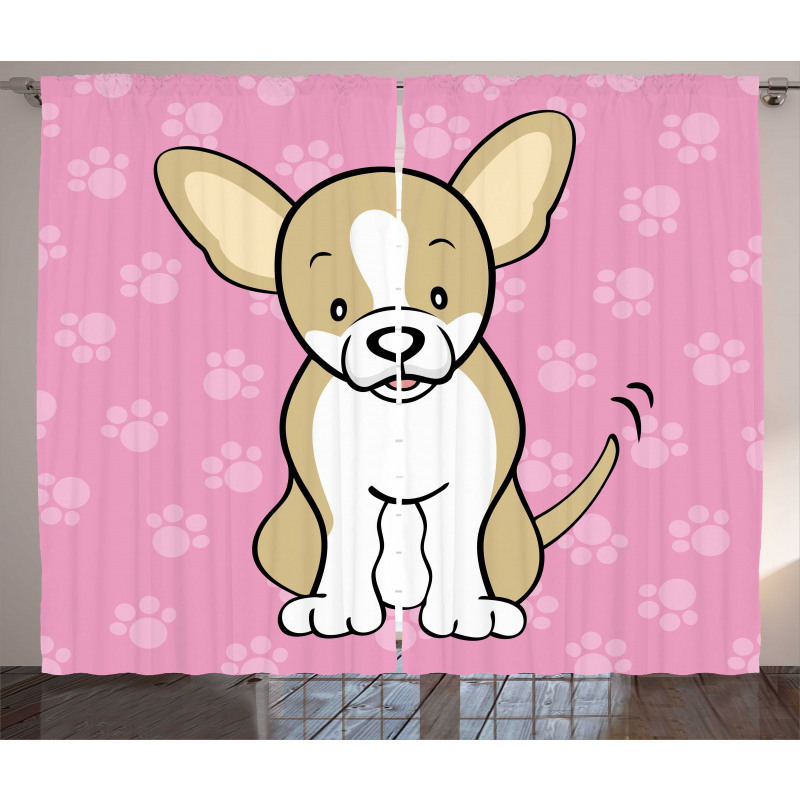 Cartoon of Dog Curtain