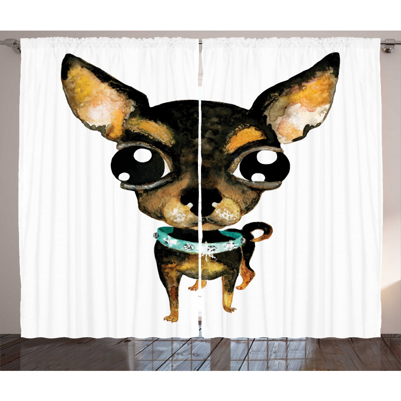 Gem Collar Big Eyed Dog Curtain