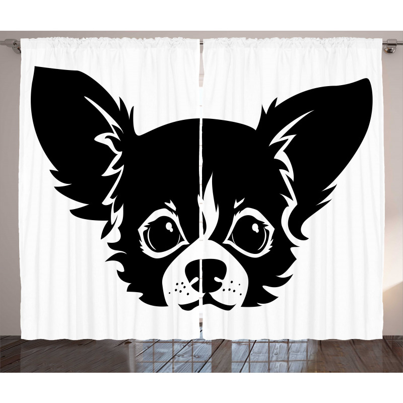 Monochrome Puppy Head Curtain