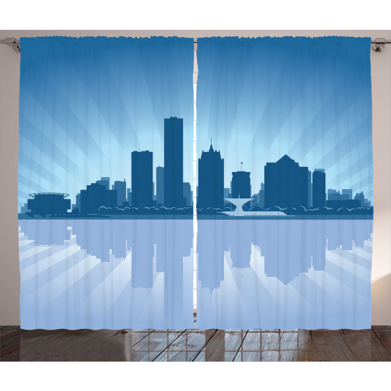 Retro Milwaukee Skyline Curtain