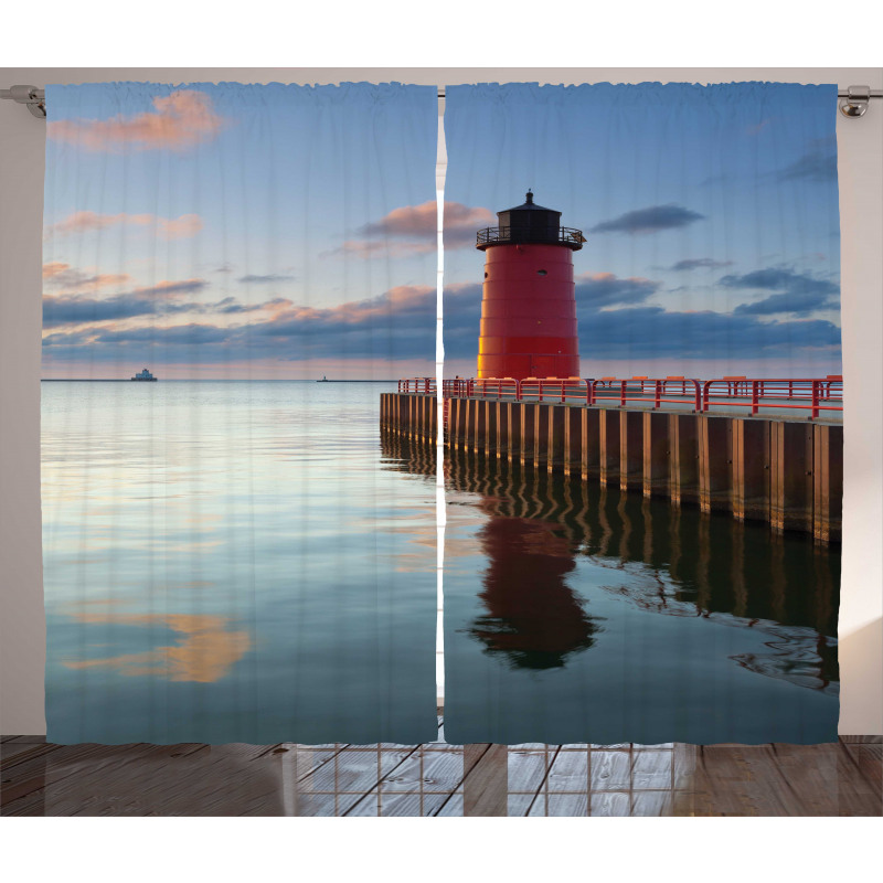 Calm Milwaukee Lighthouse Curtain