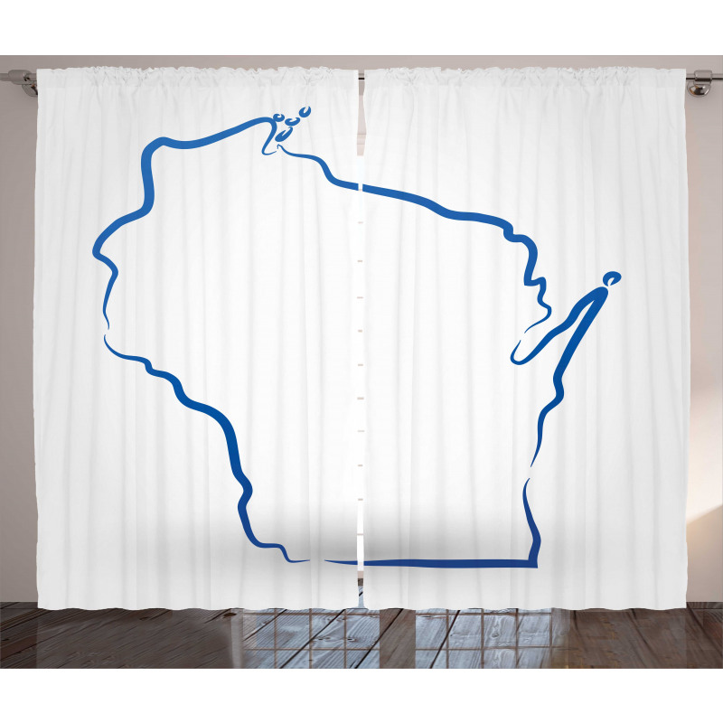 Simple Badger State Map Curtain