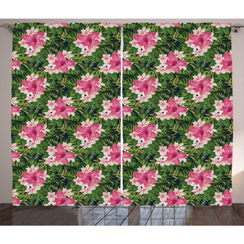 Blooming Hawaiian Jungle Curtain