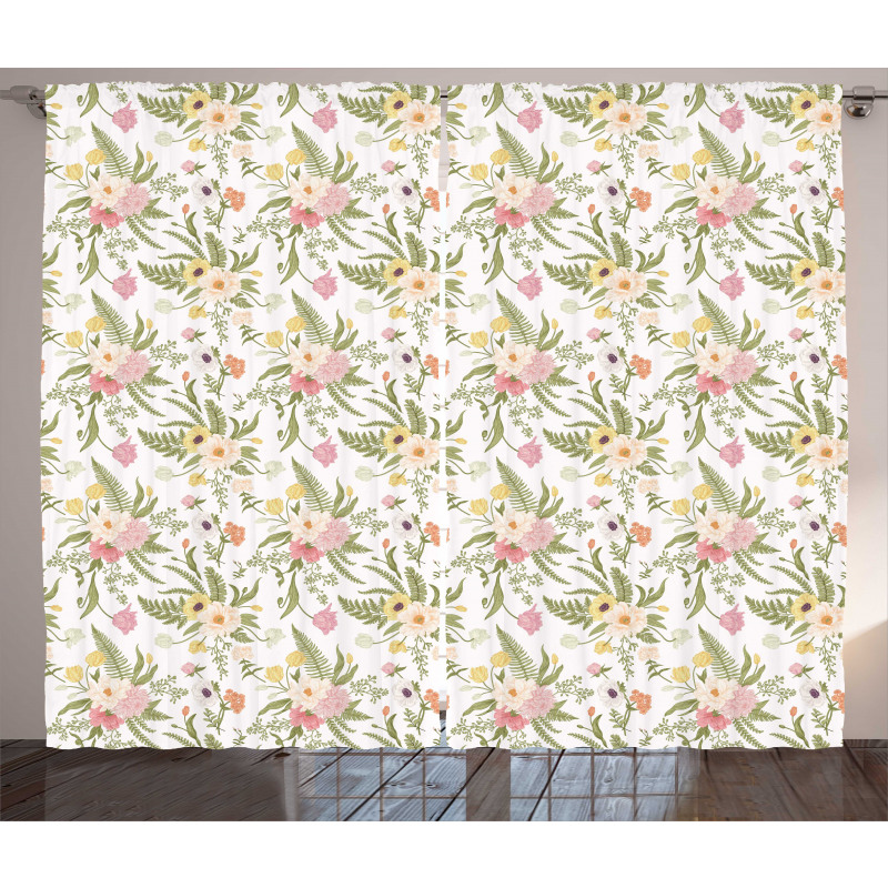 Vintage Pastel Flora Curtain