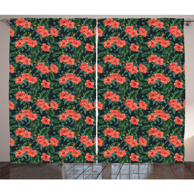 Exotic Hibiscus Luau Party Curtain