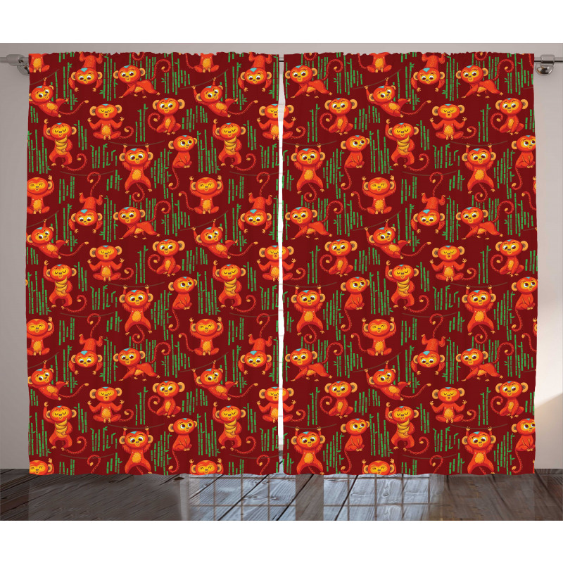 Funny Playful Monkeys Curtain