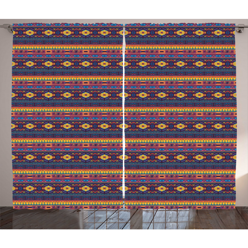 Colorful Folkloric Pattern Curtain