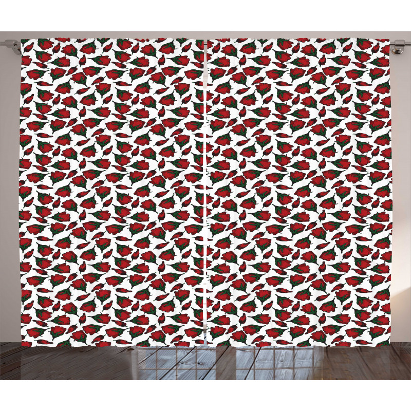 Valentines Day Petal and Buds Curtain