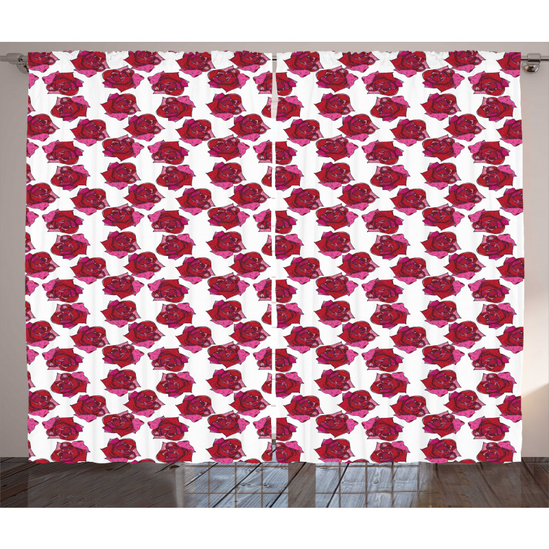 Sketchy Abstract Floral Image Curtain