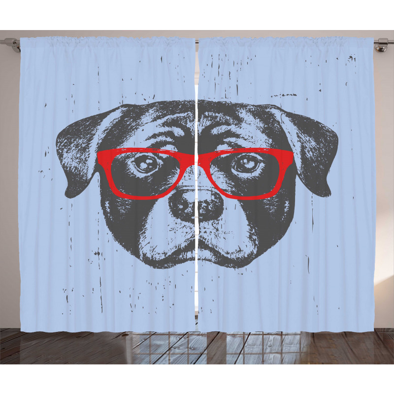 Funny Hipster Dog Curtain