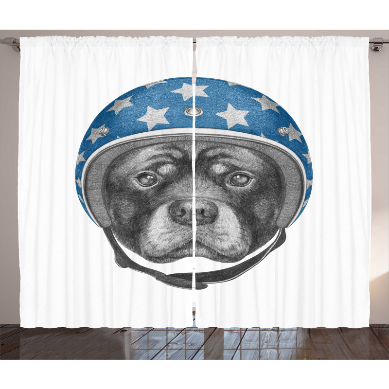 Dog in a Hard Hat Sketch Curtain