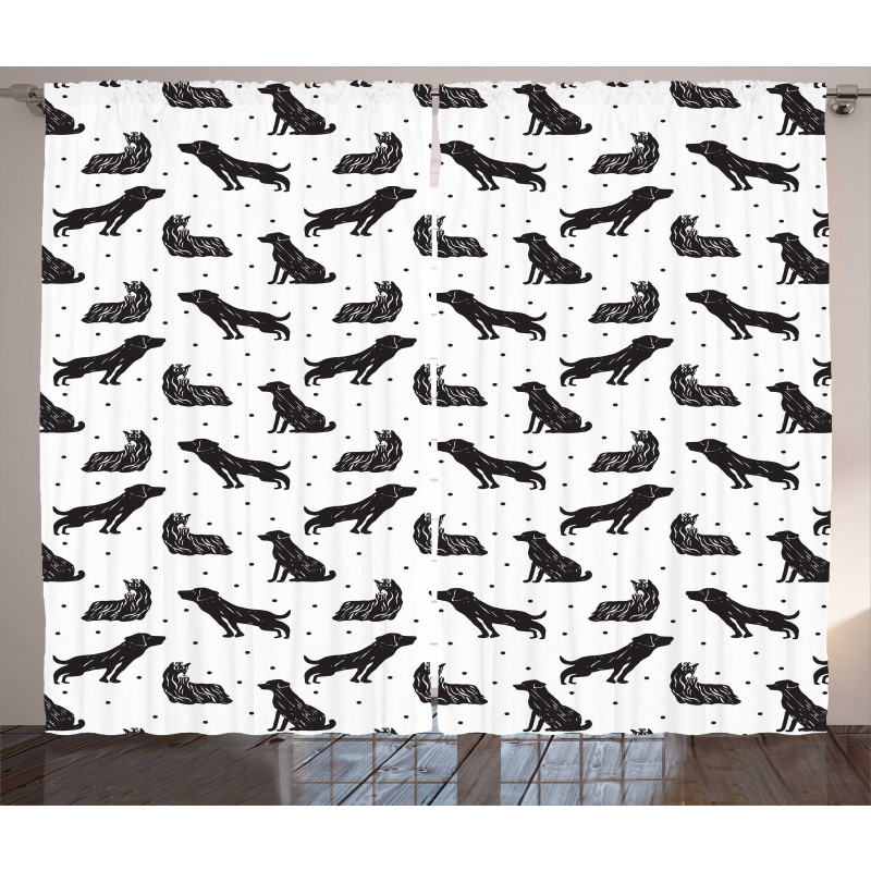 Types of Dogs Polka Dots Curtain