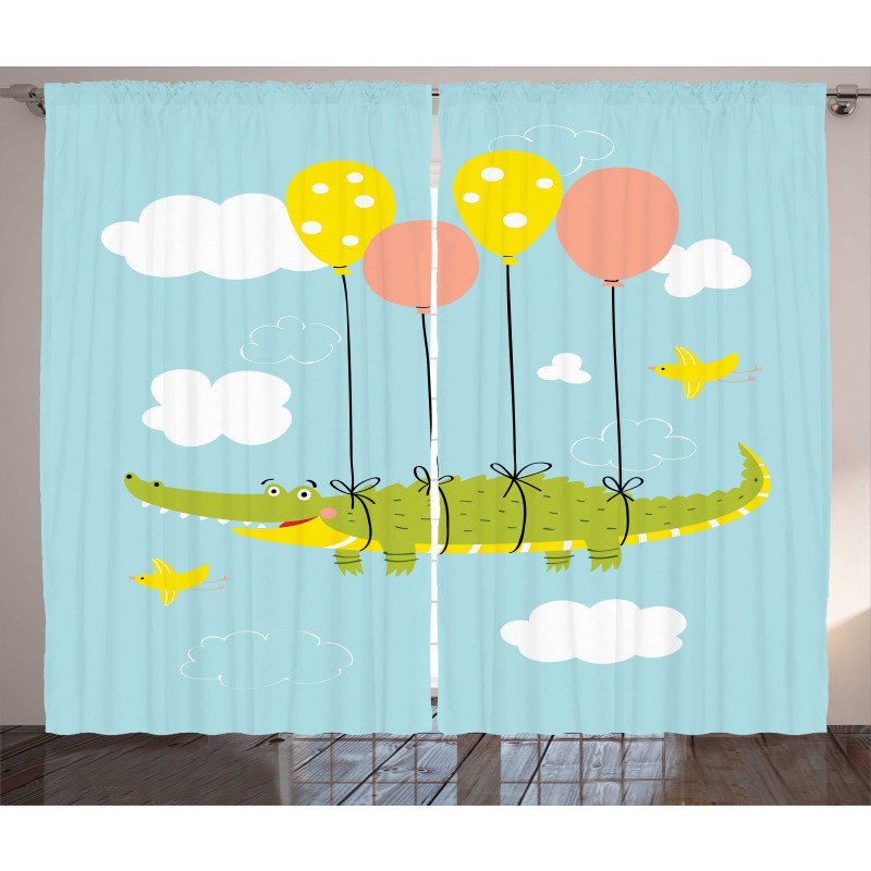 Flying Crocodile with Balloon Curtain