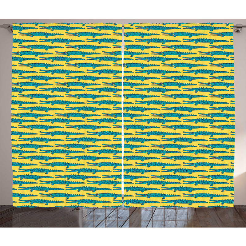 Repetitive Crocodile Pattern Curtain