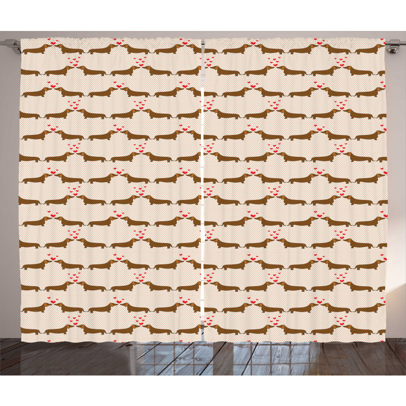 Sausage Dogs in Love Curtain