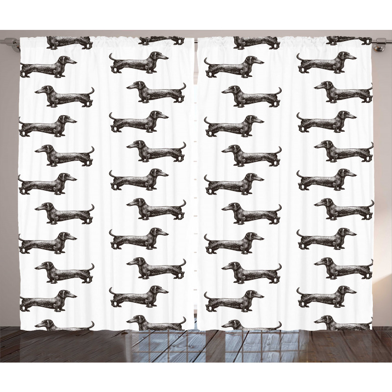 Dogs Pattern Lines Curtain