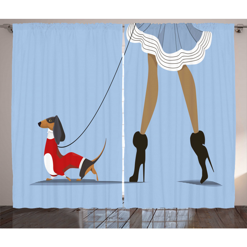 Woman and Dog Fashion Curtain