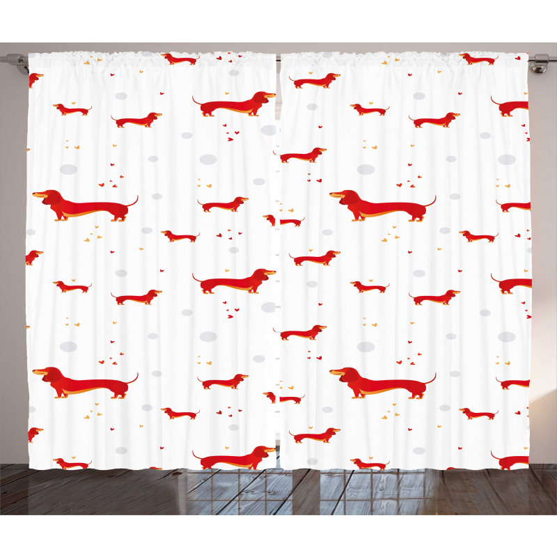 Dog with Hearts and Dots Curtain