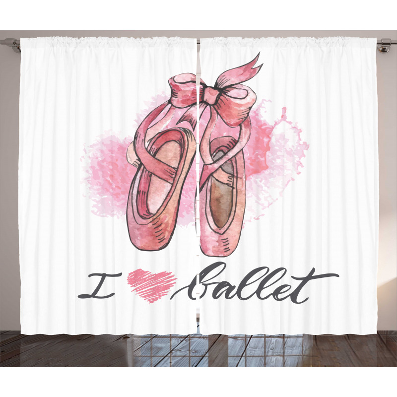 I Love Ballet Typography Curtain