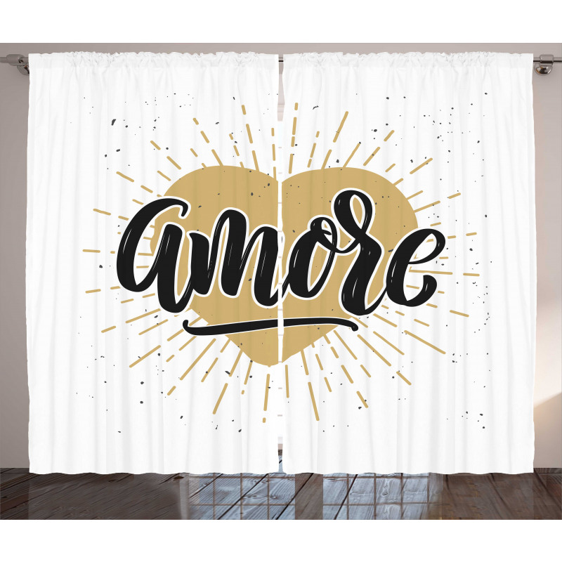 Calligraphy with Heart Curtain