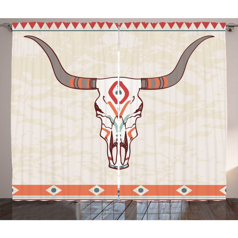 Ornate Bull Skull Curtain