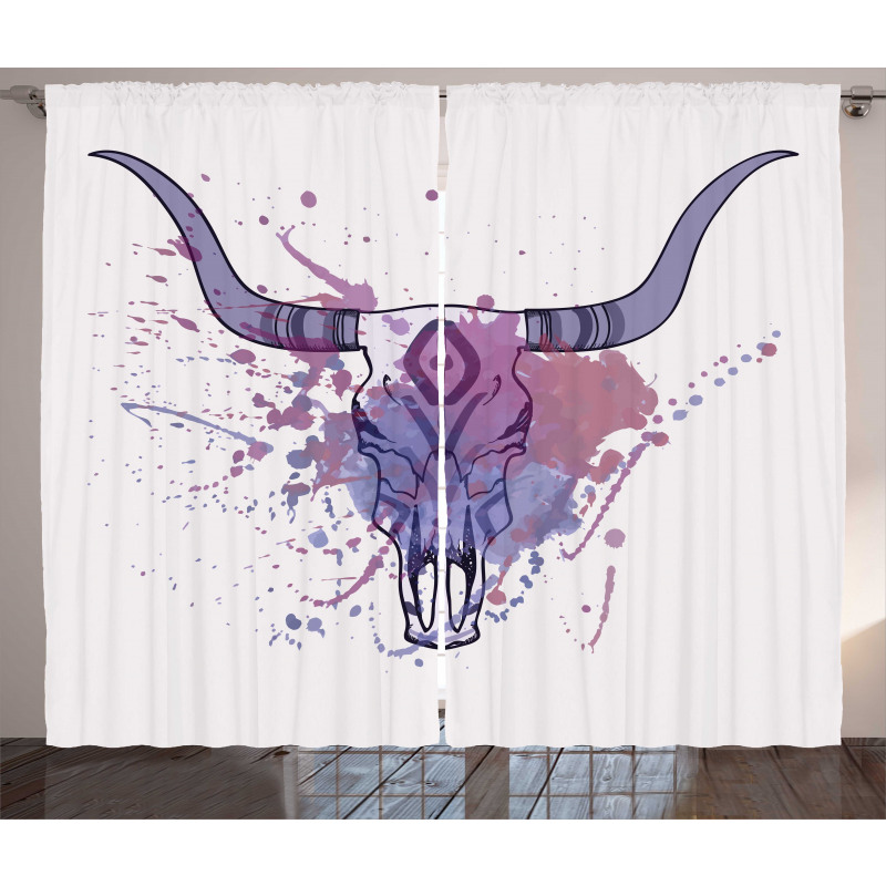 Bull Skull with Splashes Curtain