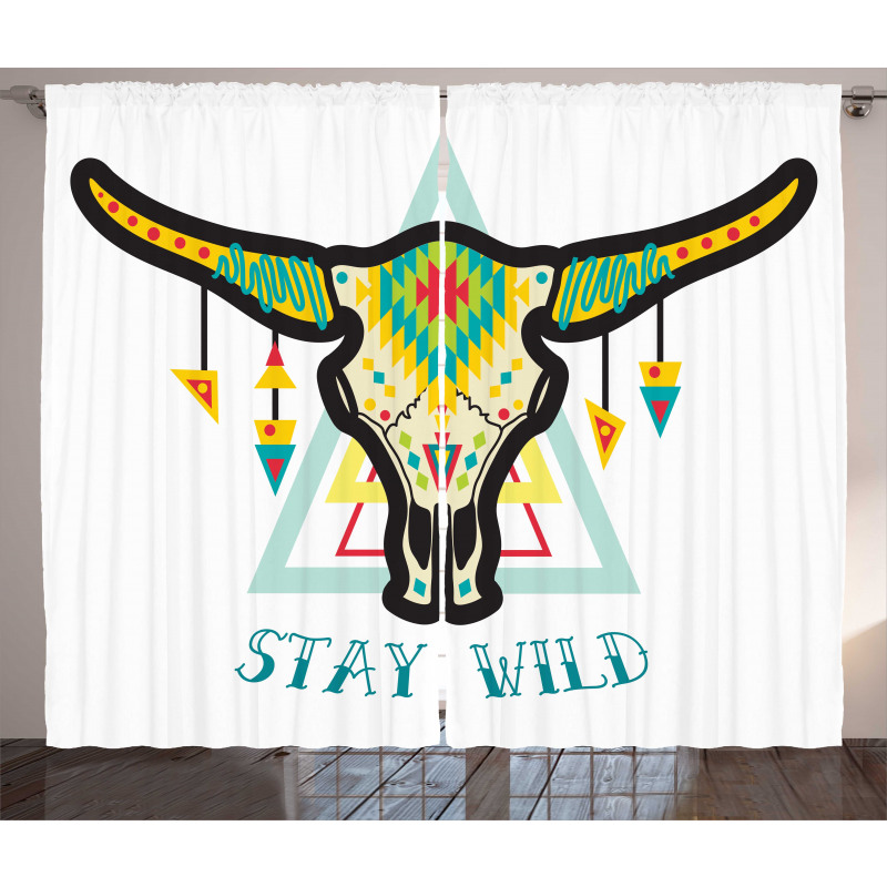 Bohemian Stay Wild Bull Curtain