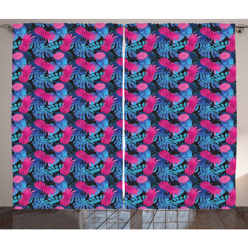 Tropic Leaves and Fruits Art Curtain