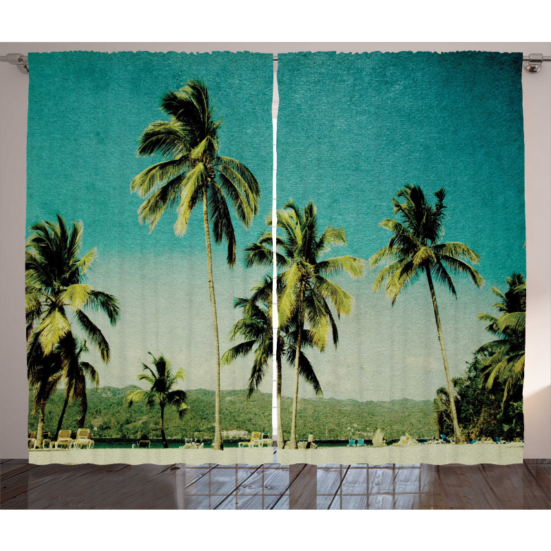 Retro Summer and Tall Trees Curtain