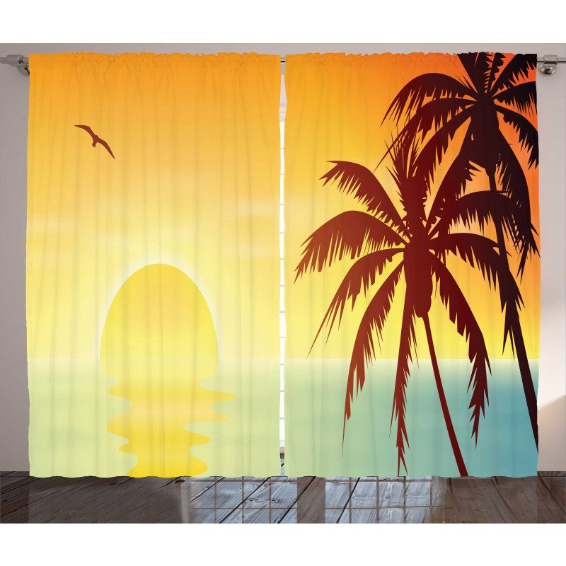 Tropical Sunset with Ombre Sky Curtain