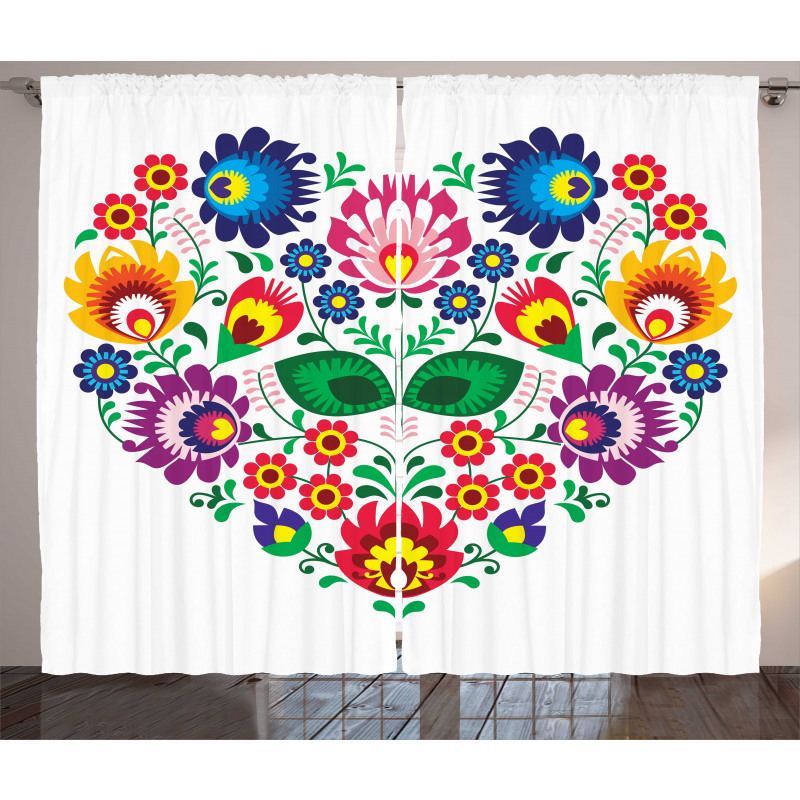 Slav Flowers Heart Curtain