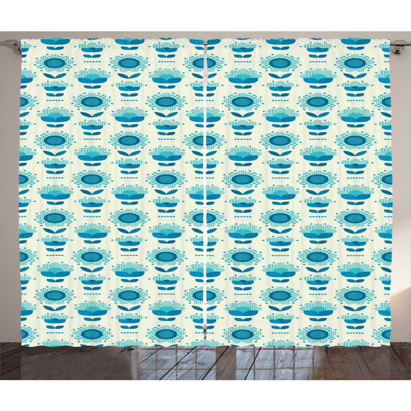 Folkloric Abstract Flowers Curtain