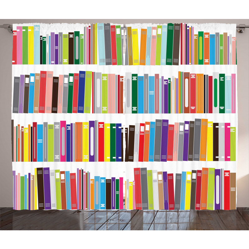 Colorful Doodle of Books Curtain