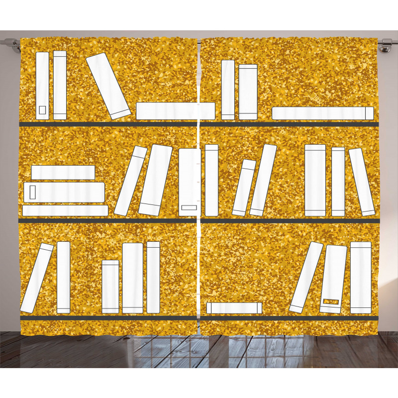 Simplistic Books on Shelves Curtain