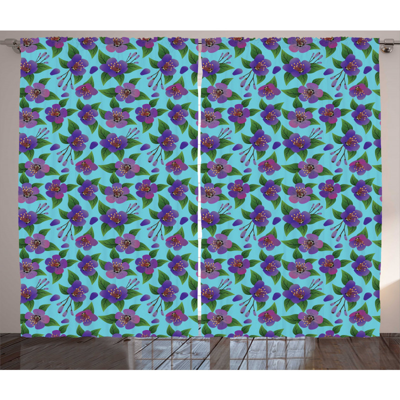 Colorful Flora Design Curtain