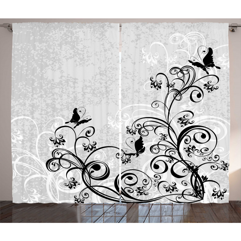 Floral and Grunge Curtain