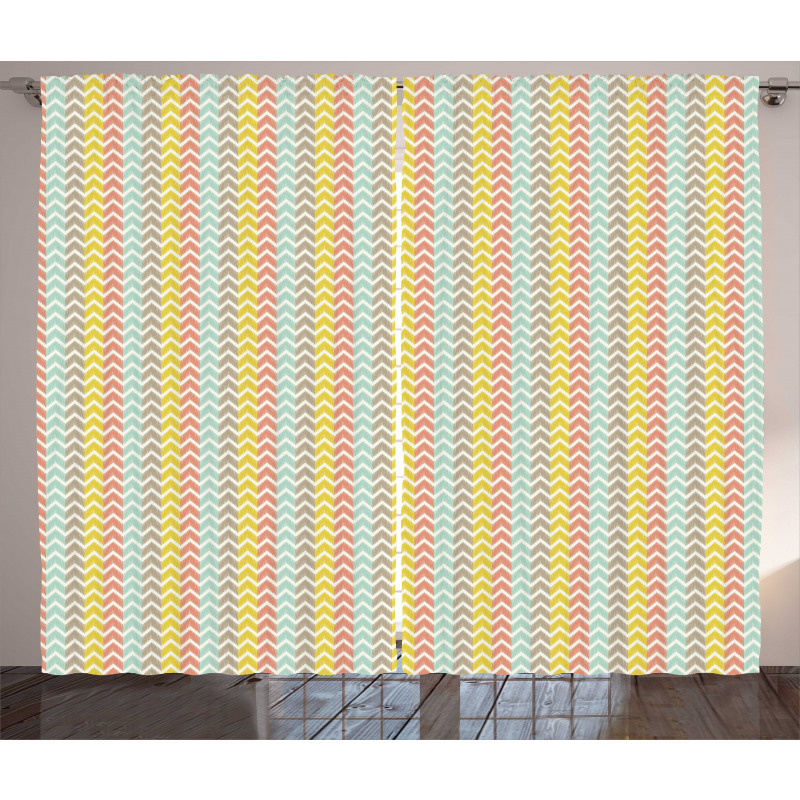 Herringbone Colorful Lines Curtain