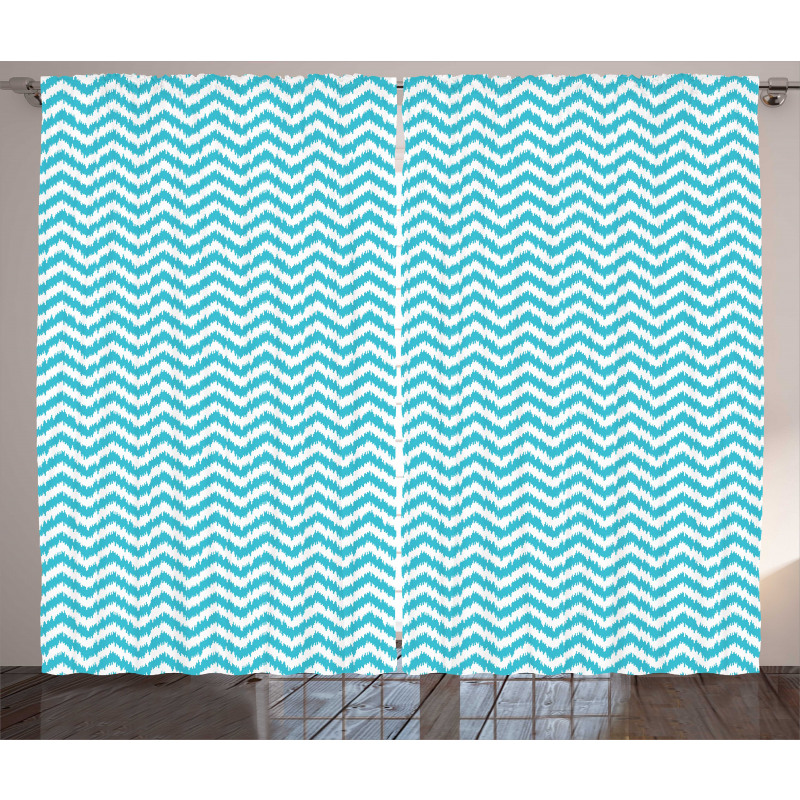 Grungy Design Zigzags Curtain