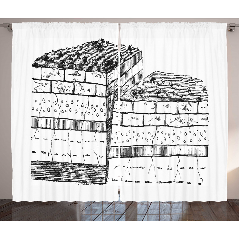 Rock Formation Theme School Curtain