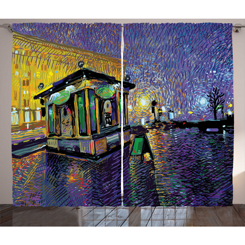 Kyiv City Night Art Curtain