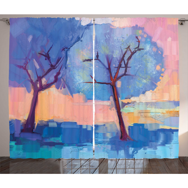 Abstract Nature Trees Curtain